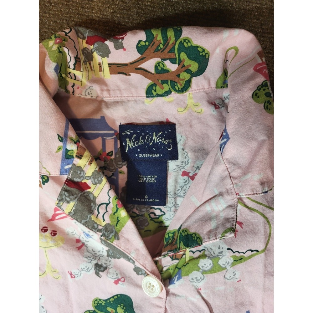 Nick & Nora Vtg Pink Poodles in Paris Pajama Set Women's Size S Small Pink - Picture 3 of 4